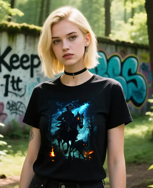 Dark Rider Graphic Tee - Headless Horseman Halloween Shirt