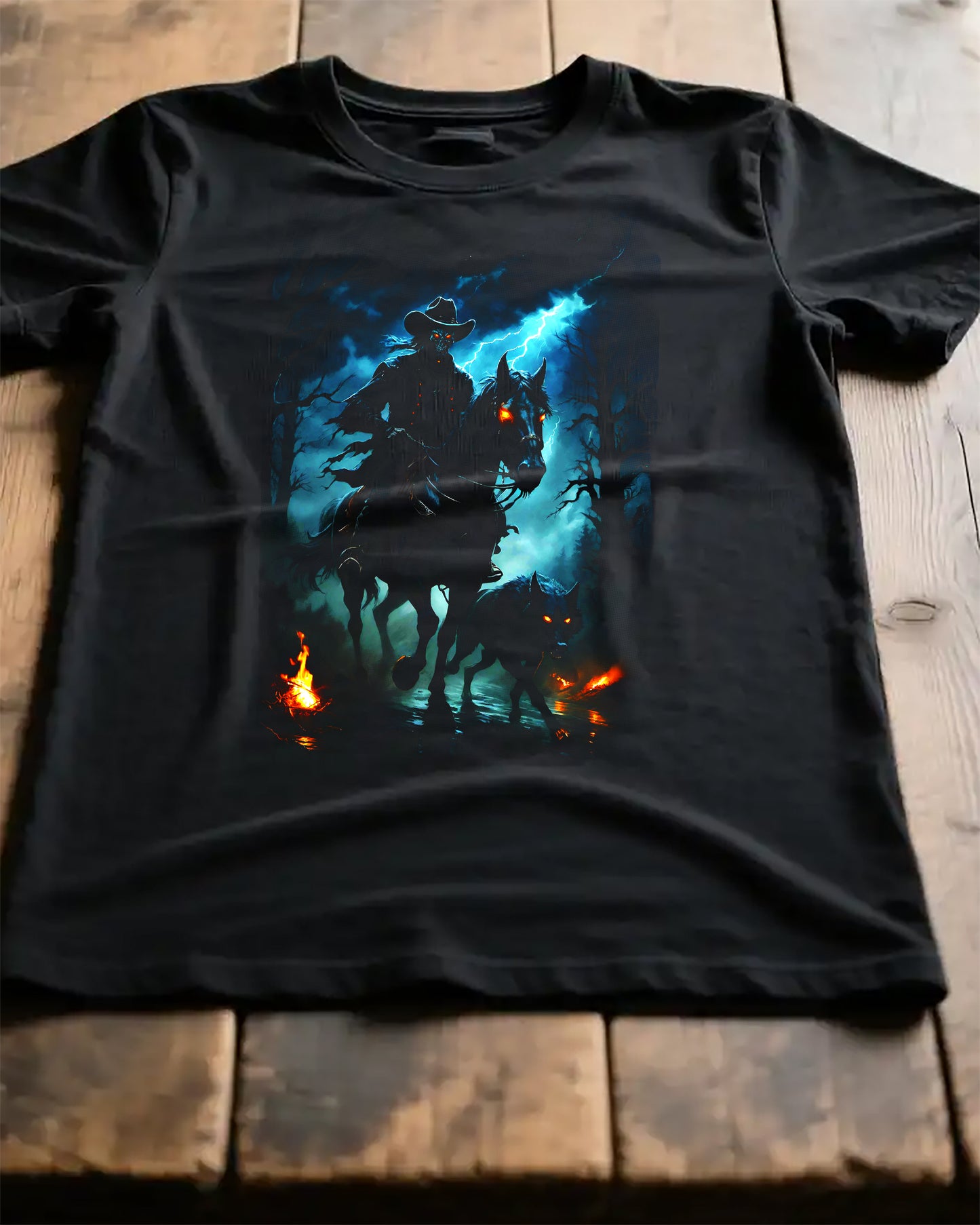 Dark Rider Graphic Tee - Headless Horseman Halloween Shirt