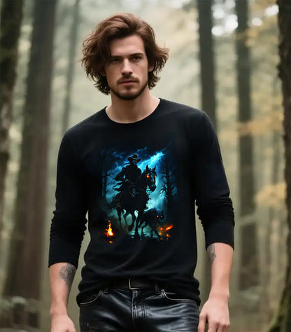Dark Rider Gothic Long Sleeve Tee — Nightmare Horseman Graphic