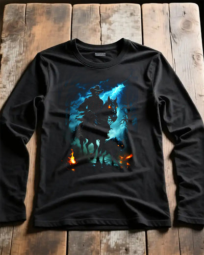 Dark Rider Gothic Long Sleeve Tee — Nightmare Horseman Graphic