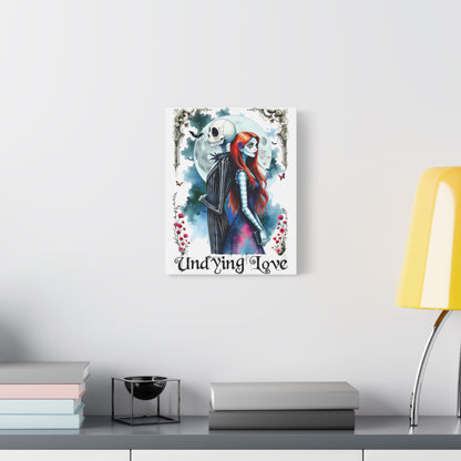 Jack and Sally Undying Love Canvas Painting, Jack and Sally Halloween Gothic Wal Art, Matte Canvas, Stretched,  Christmas Fan Art