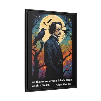 Edgar Allan Poe Portrait Matte Canvas | Framed Literary Wall Art