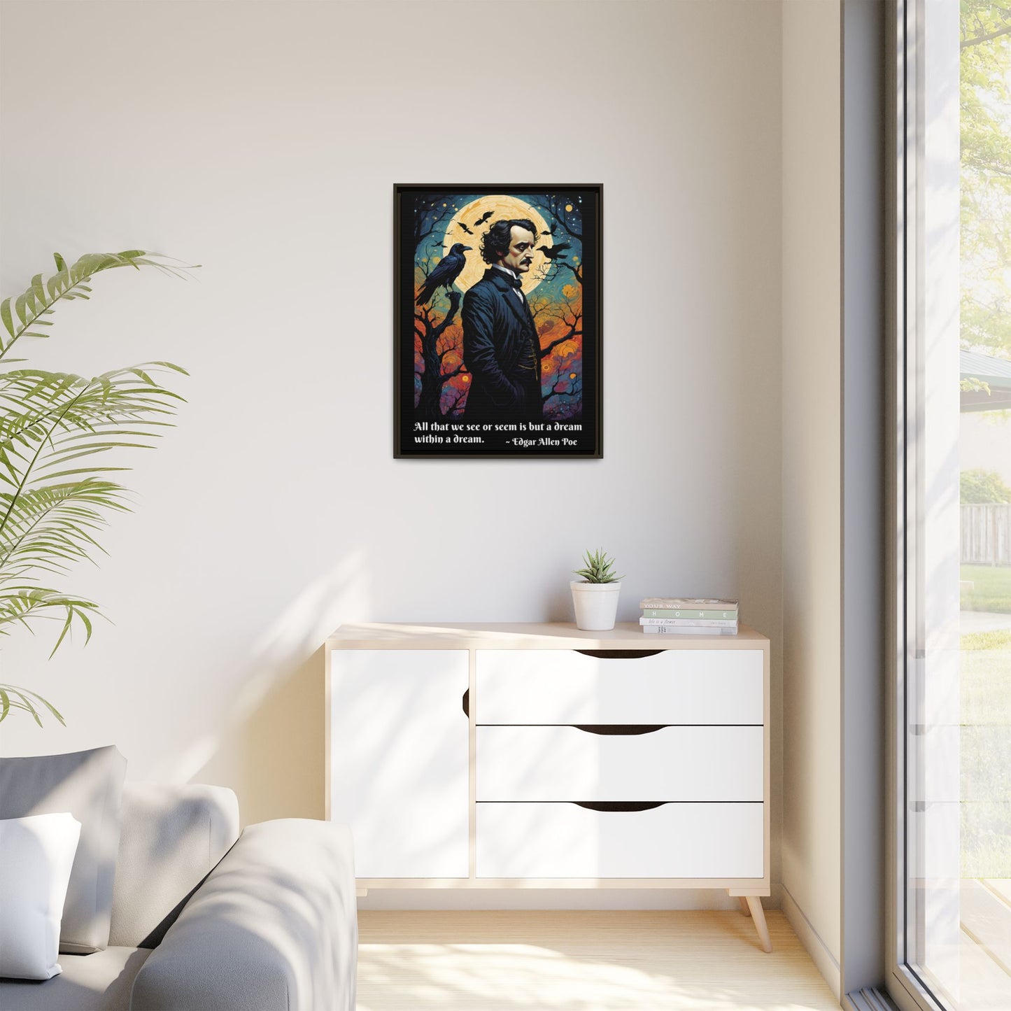 Edgar Allan Poe Portrait Matte Canvas | Framed Literary Wall Art