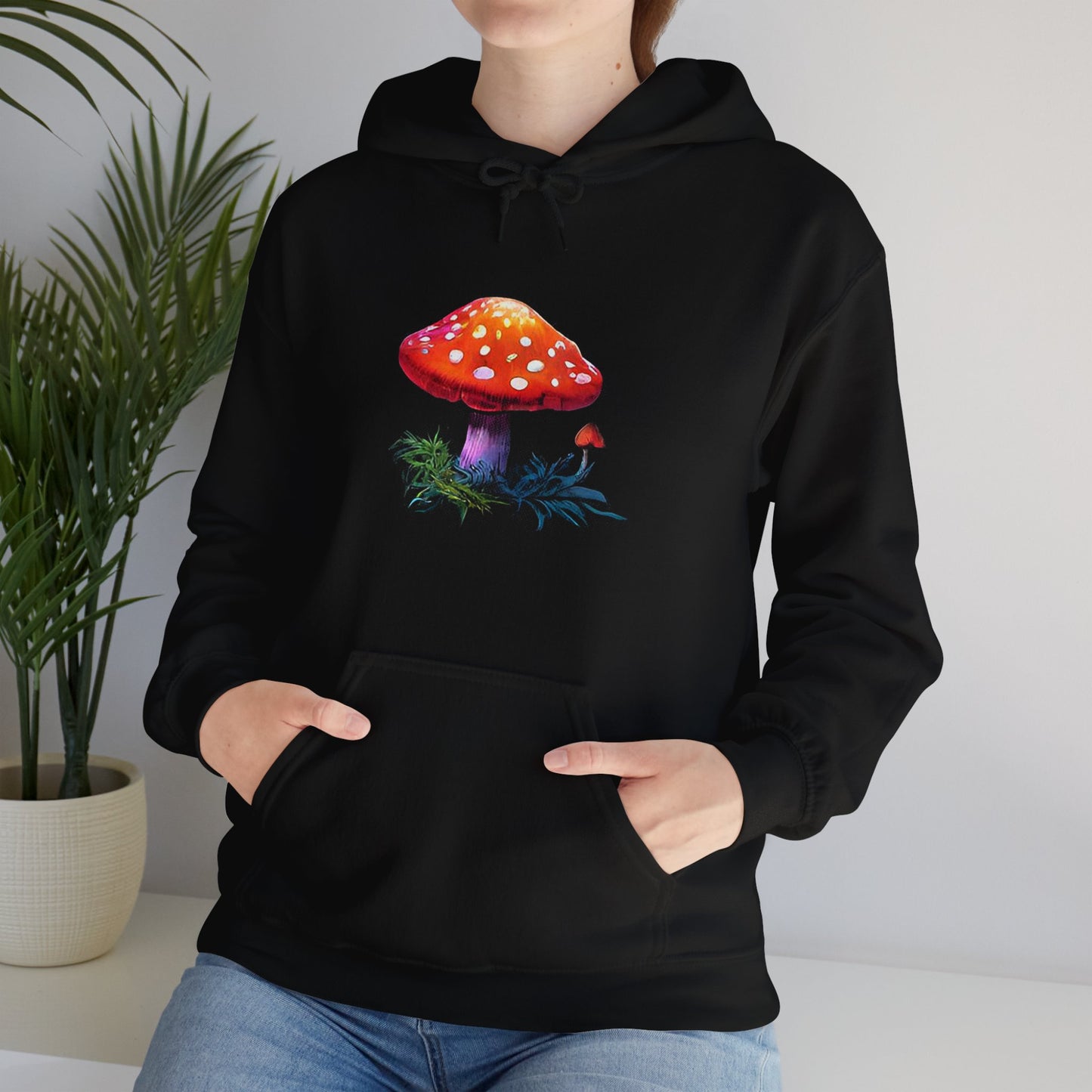 Gnome Magic Mushroom Hoodie Sweatshirt, Psychedelic Trippy Fantasy Sweatshirt, Festival Concert Statement Piece, Unique Colorful Unisex