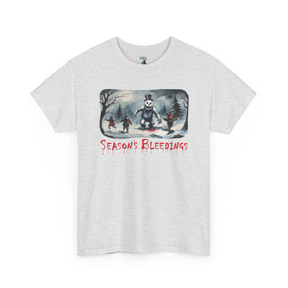 Season's Bleedings Snowman Horror T-Shirt | Creepy Winter Scene | Fractured Fairytales