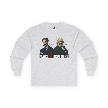 Marx Brothers Unisex Long Sleeve T-shirt, Groucho Karl Marx Political Satire Tee, Nerdy Humor Gift, Social Gathering Apparel