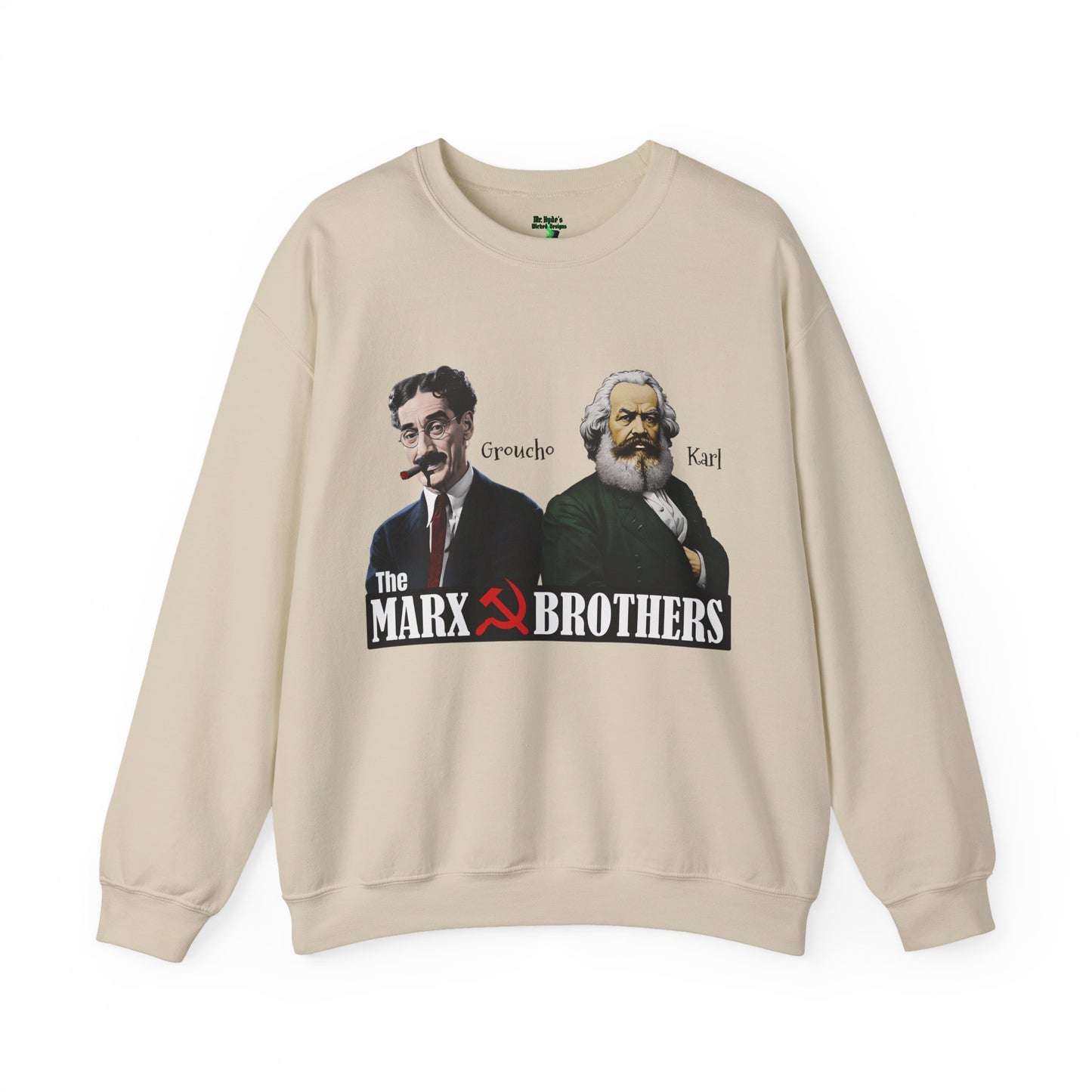 The Marx Brothers Unisex Sweatshirt, Groucho Marx, Karl Marx, Funny Political Cotton Crewneck, Nerdy Humor Shirt