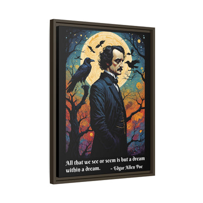 Edgar Allan Poe Portrait Matte Canvas | Framed Literary Wall Art