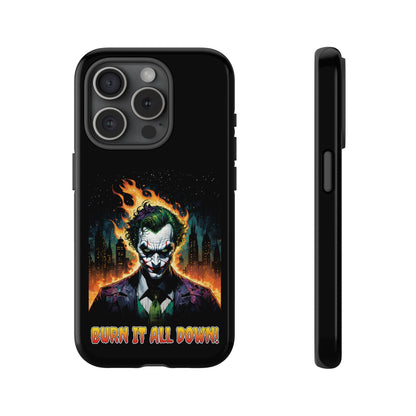 Joker Tough Cases for IPhone, Burn it all Down, Unique Cell Covers for Batman Fans, Cool Cellphone Protectors, DC Comics Gift