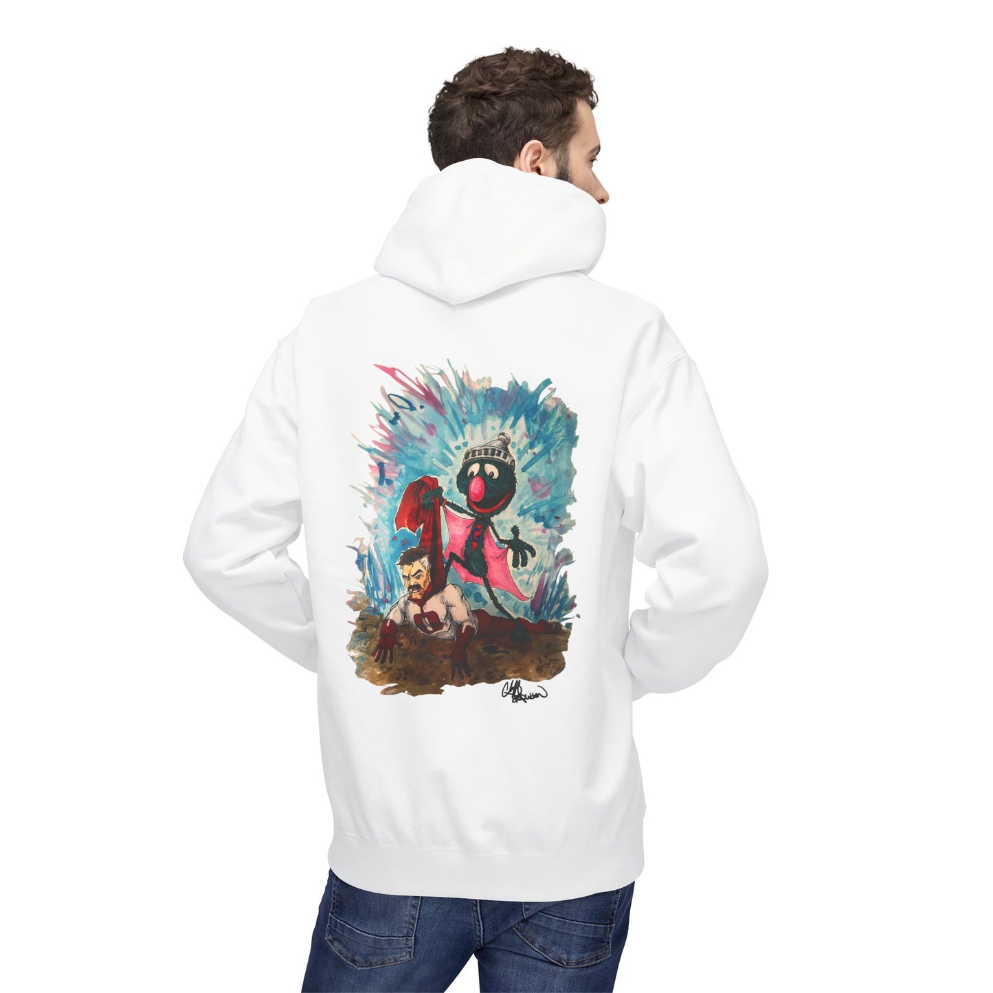 Super Grover versus Omni-Man from Invincible Artistic Unisex Hoodie - Creative Fleece with Unique Design