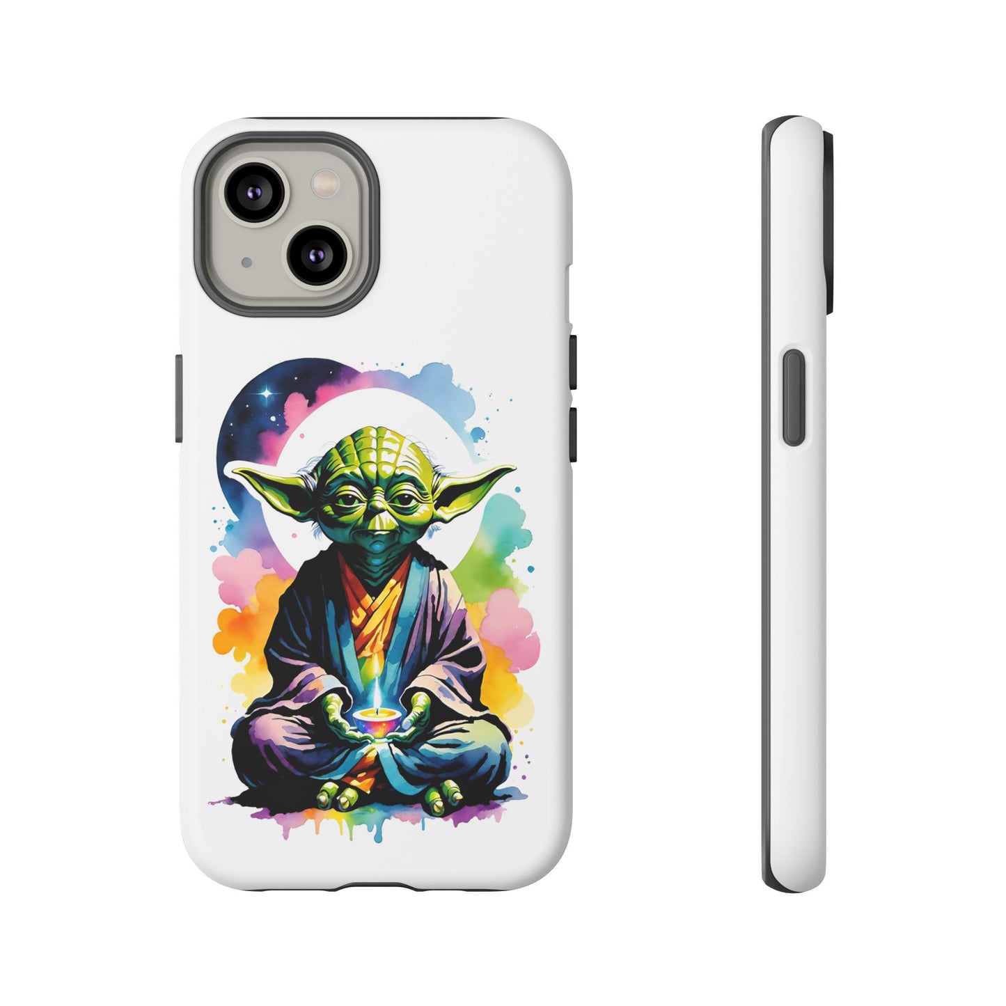 Rugged Phone Case, Watercolor Yoda Design - Star Wars Inspired Phone Cover, Jedi Master Tough Cases, Groovy Yoda Cell Phone Case, Colorful