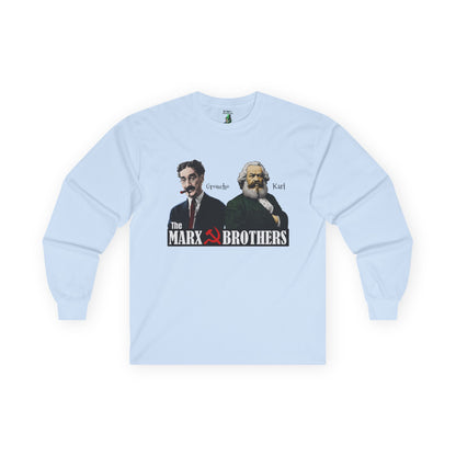 Marx Brothers Unisex Long Sleeve T-shirt, Groucho Karl Marx Political Satire Tee, Nerdy Humor Gift, Social Gathering Apparel