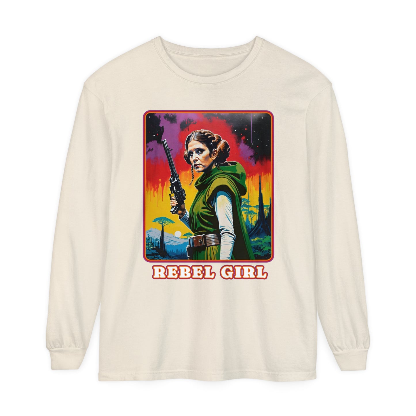 Princess Leia Rebel Princess Long Sleeve T-Shirt, Star Wars Fan Gift Cosplay Tee, Unisex Garment-dyed Shirt, Rebel Girl Tee