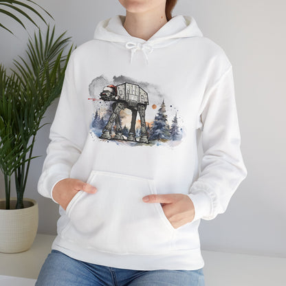 Star Wars Holiday Hoodie - AT-AT Walker in Santa Hat - Christmas Festive Unisex Heavy Blend™ Hooded Sweatshirt