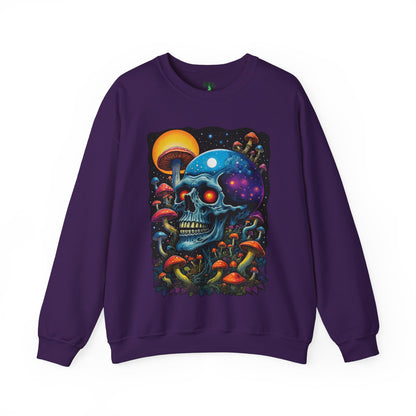 Cosmic Skull Sweatshirt, Unisex Crewneck for Astrology Lovers, Surreal Art Gift, Grunge Aesthetic, Festival Wear, Mushroom Vibes