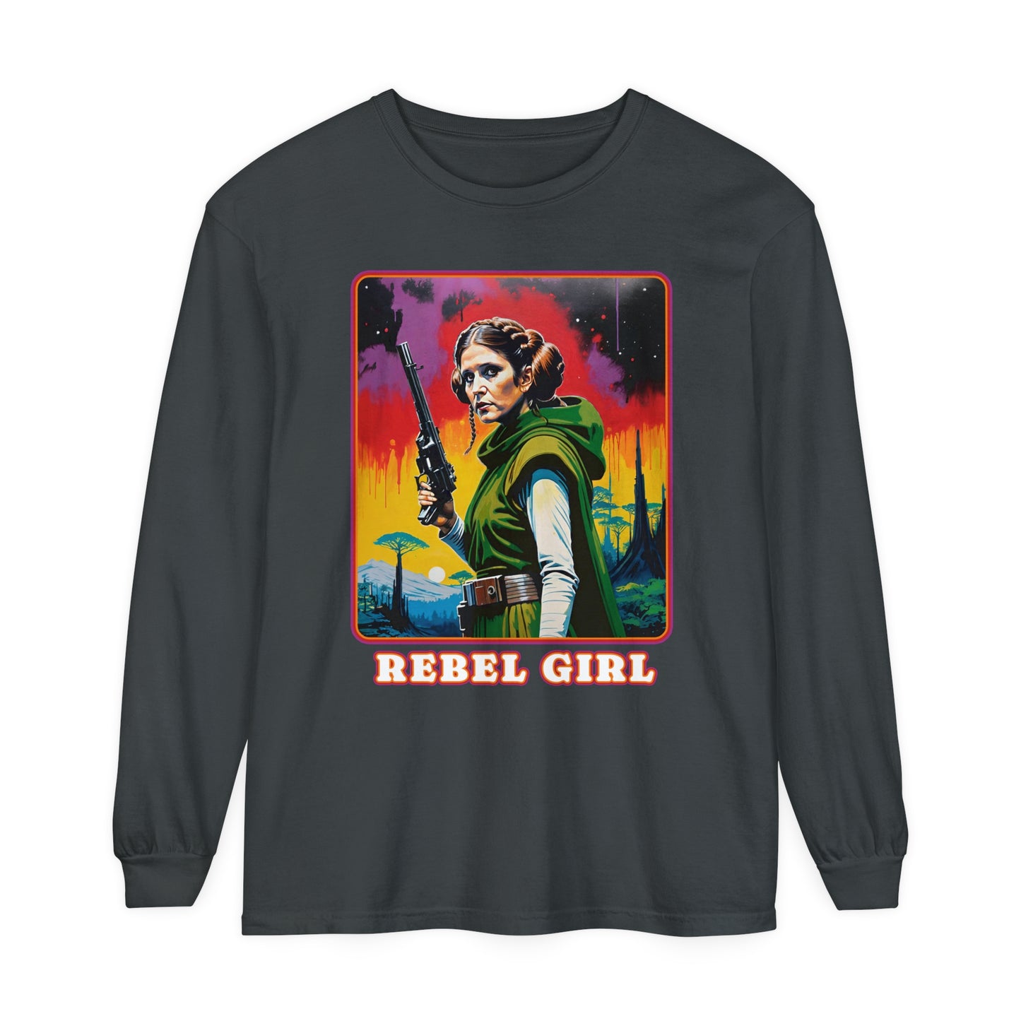 Princess Leia Rebel Princess Long Sleeve T-Shirt, Star Wars Fan Gift Cosplay Tee, Unisex Garment-dyed Shirt, Rebel Girl Tee