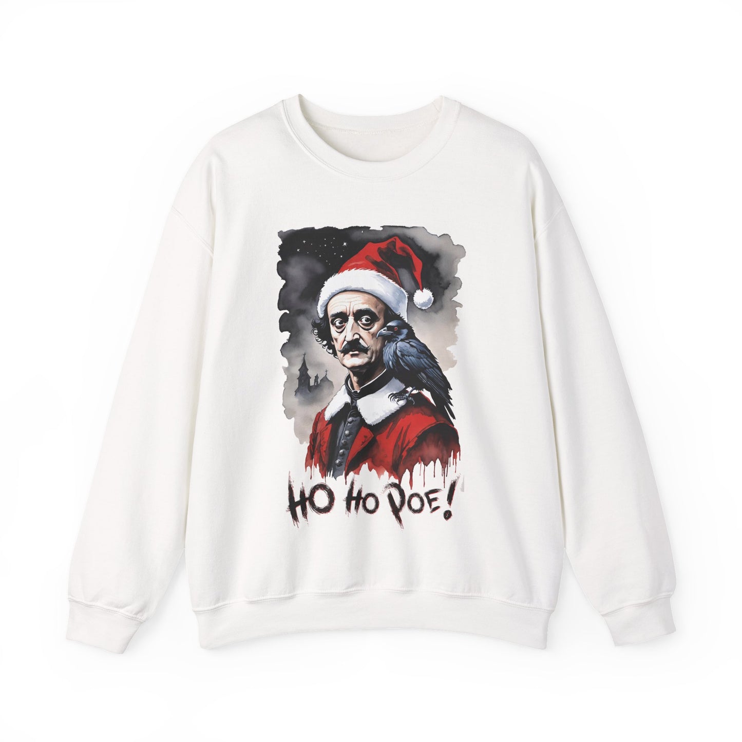 Poe Santa Sweatshirt — "Ho Ho Poe!" Edgar Allan Poe Christmas Crewneck