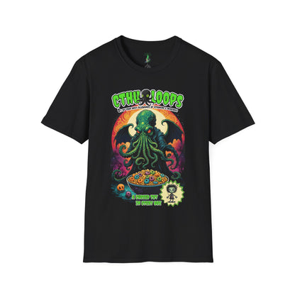 Cthu-Loops Cereal Parody T-Shirt, Halloween Tee, Lovecraft Fan Shirt, Elder God Tshirt, Unisex Cotton Top, Cereal Killer Costume