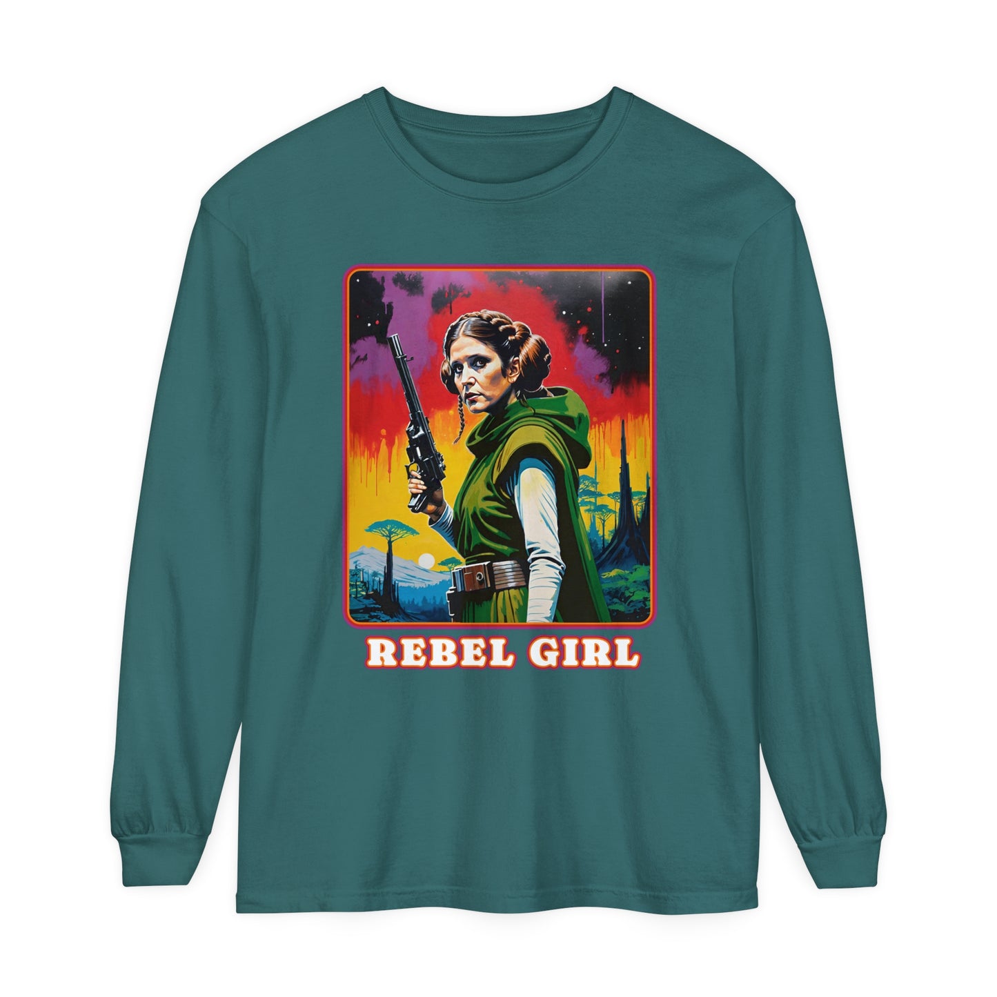 Princess Leia Rebel Princess Long Sleeve T-Shirt, Star Wars Fan Gift Cosplay Tee, Unisex Garment-dyed Shirt, Rebel Girl Tee