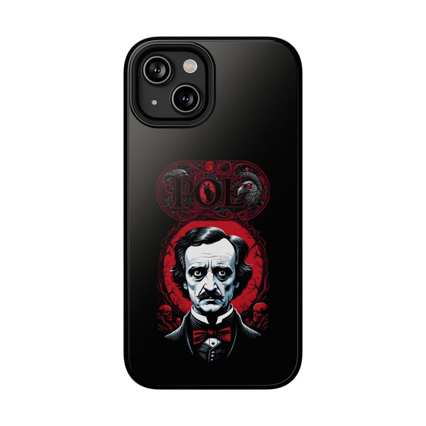 Gothic Edgar Allen Poe Impact-Resistant Cell Phone Case, Skulls Ravens Black Cat, Macabre Poe Fan Gift, Gothic Phone Cover, Creepy Gothic