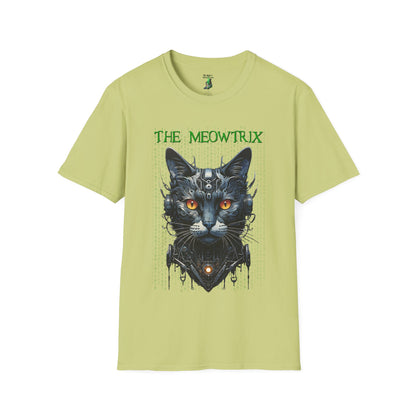 Matrix Cat Parody Softstyle T-Shirt, Funny Movie Tee, Cat Lover Gift, Meowtrix Shirt, Unisex Gildan Cotton Tee