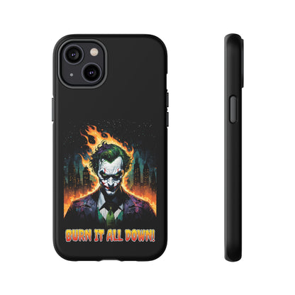 Joker Tough Cases for IPhone, Burn it all Down, Unique Cell Covers for Batman Fans, Cool Cellphone Protectors, DC Comics Gift