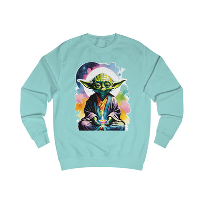 This groovy Yoda sweatshirt with a watercolor design. Featuring Yoda arguably the most famous Jedi Master in the Star Wars franchise doing Yoga. This colorful Star Wars inspired turquoise sweatshirt is a must have for any true Star Wars fans.