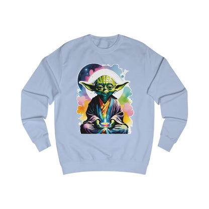 This groovy Yoda sweatshirt with a watercolor design. Featuring Yoda arguably the most famous Jedi Master in the Star Wars franchise doing Yoga. This colorful Star Wars inspired light blue sweatshirt is a must have for any true Star Wars fans.