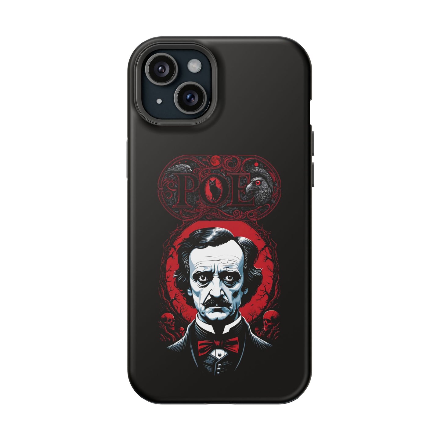 Gothic Edgar Allen Poe Impact-Resistant Cell Phone Case, Skulls Ravens Black Cat, Macabre Poe Fan Gift, Gothic Phone Cover, Creepy Gothic