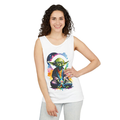 Yoda Watercolor Tank Top, Star Wars Jedi Master Shirt, Colorful Unisex Sleeveless Tee, Groovy Garment-Dyed Tank, Fan Gift, Cotton Tank