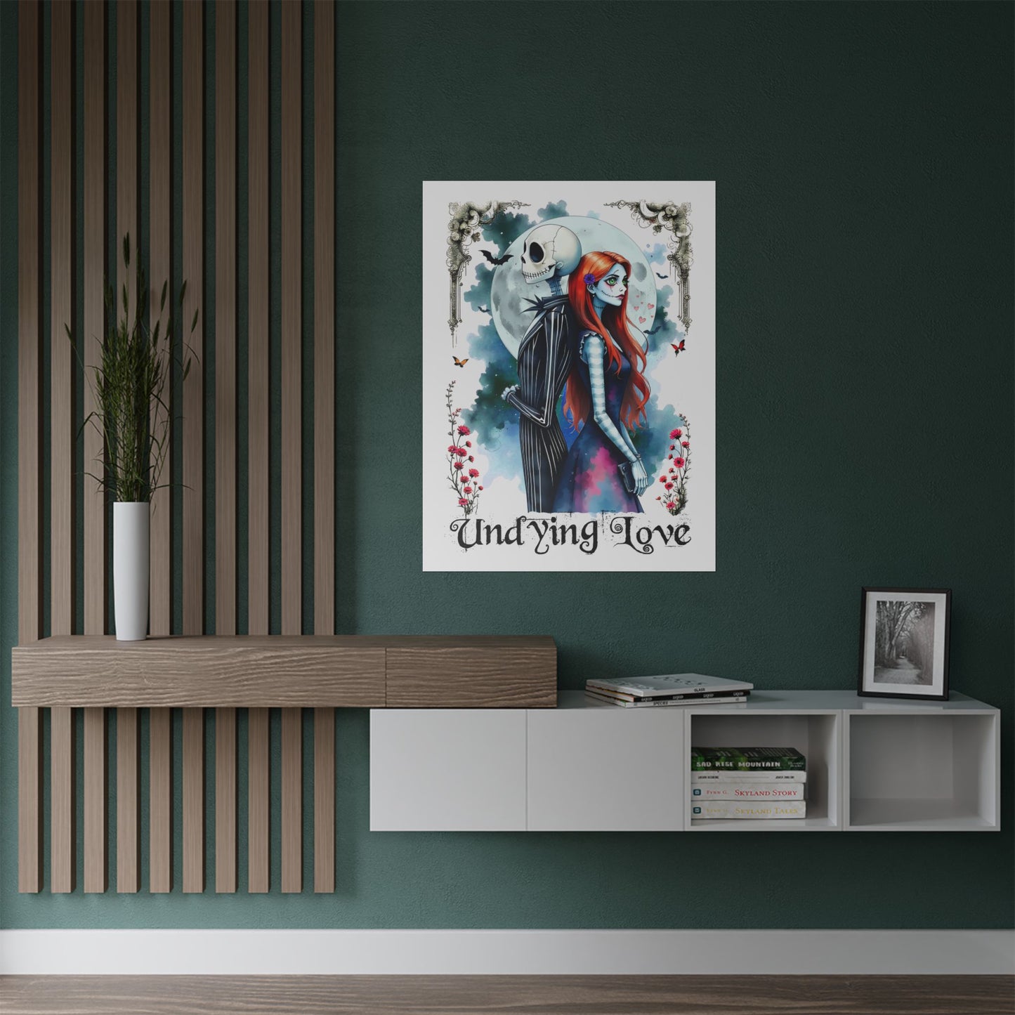 Jack and Sally Undying Satin Poster, Halloween Christmas Gothic Love, Holiday Tribute Decoration, Wall Art Print, Home Decor, Halloween