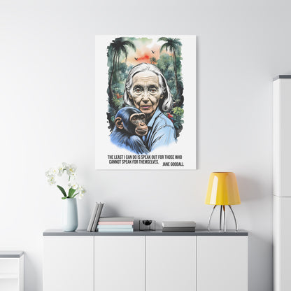 Canvas Wall Art featuring Jane Goodall and Chimpanzee, Nature Decor, Inspirational Gift for Animal Lovers, Eco-Friendly Home Decor, [...]