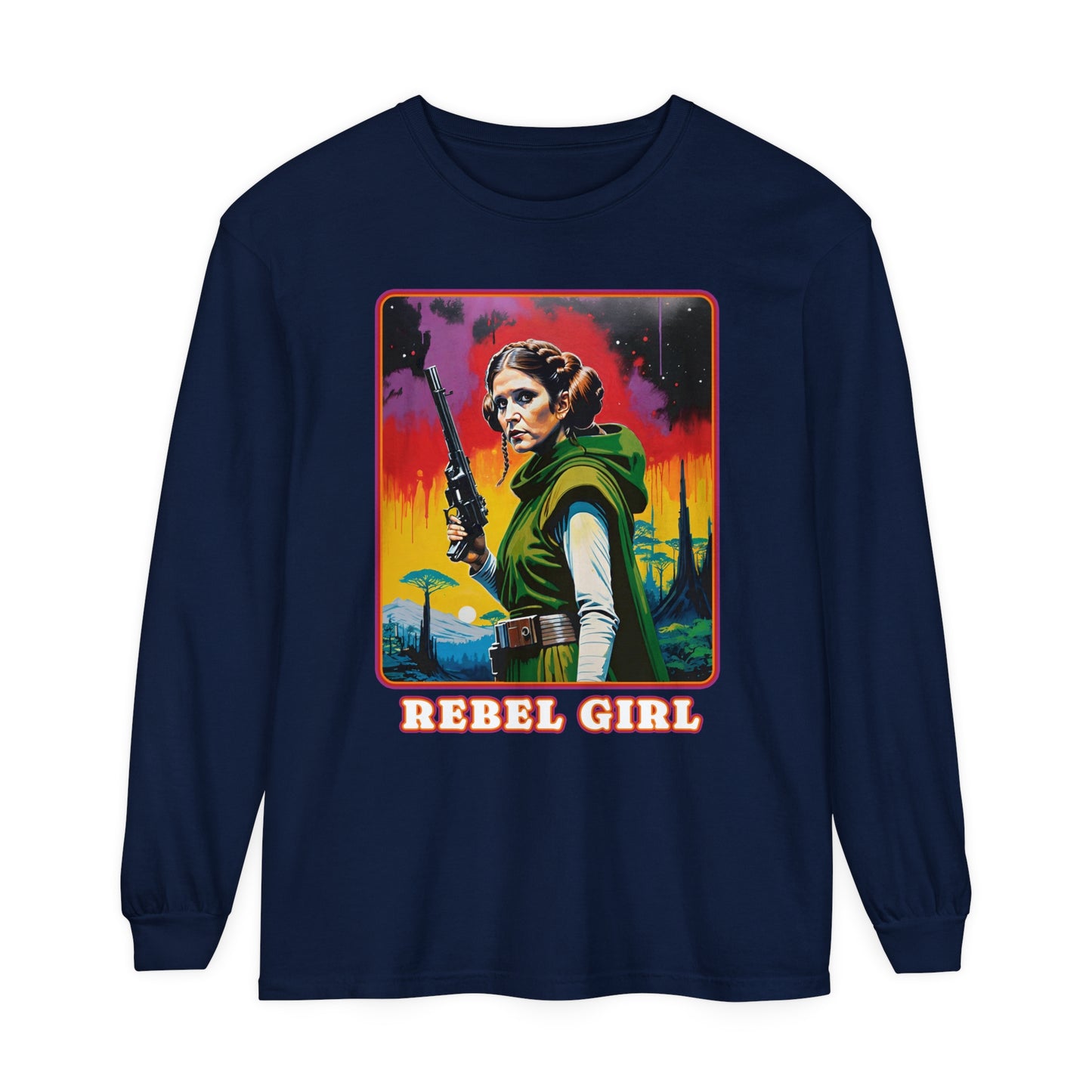 Princess Leia Rebel Princess Long Sleeve T-Shirt, Star Wars Fan Gift Cosplay Tee, Unisex Garment-dyed Shirt, Rebel Girl Tee