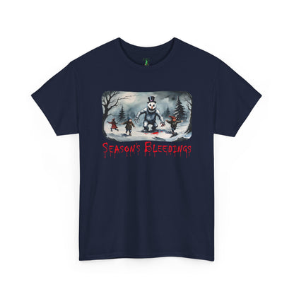 Season's Bleedings Snowman Horror T-Shirt | Creepy Winter Scene | Fractured Fairytales