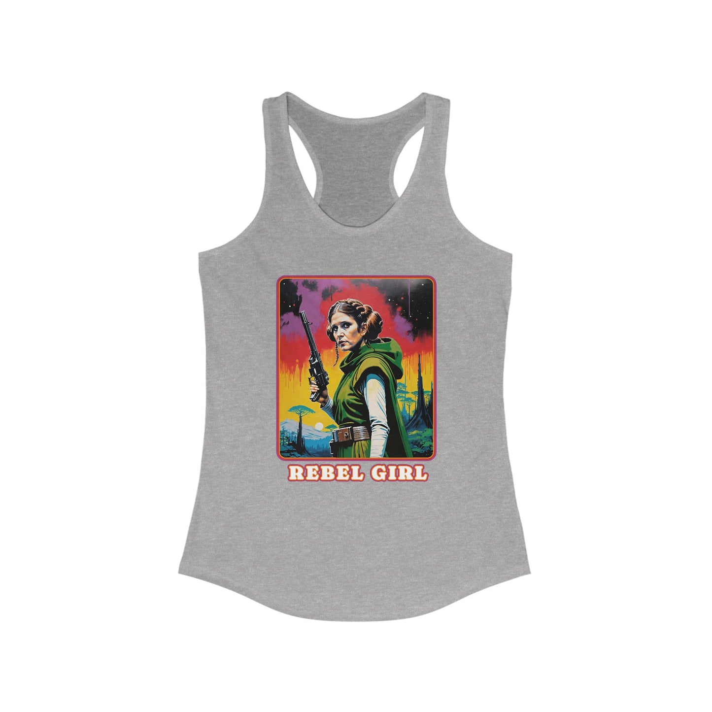 Princess Leia Racerback Tank - Ideal Rebel Girl Top for Sci-Fi Fans, SW Cosplay, Rebel Girl Sportswear, Geek Chic, Xmas Gift