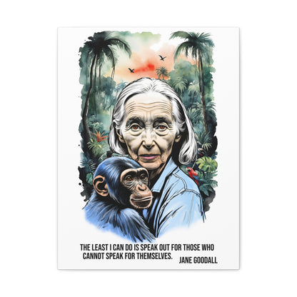 Canvas Wall Art featuring Jane Goodall and Chimpanzee, Nature Decor, Inspirational Gift for Animal Lovers, Eco-Friendly Home Decor, [...]