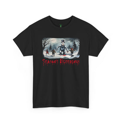 Season's Bleedings Snowman Horror T-Shirt | Creepy Winter Scene | Fractured Fairytales