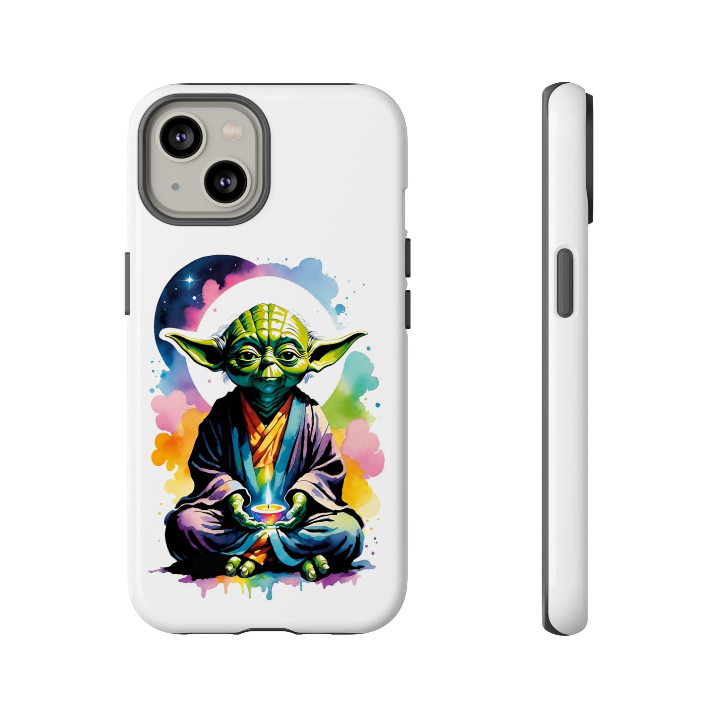 Rugged Phone Case, Watercolor Yoda Design - Star Wars Inspired Phone Cover, Jedi Master Tough Cases, Groovy Yoda Cell Phone Case, Colorful