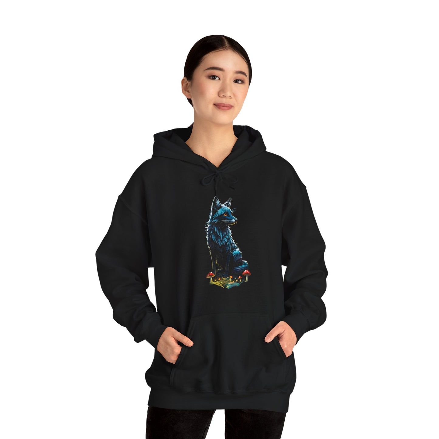 Fantasy Fox and Fairy 2-sided Unisex Heavy Blend Hooded Sweatshirt, Enchanting Fairy Tee, Ideal Gift for Fairy Lovers, Fantasy-themed Hoodies