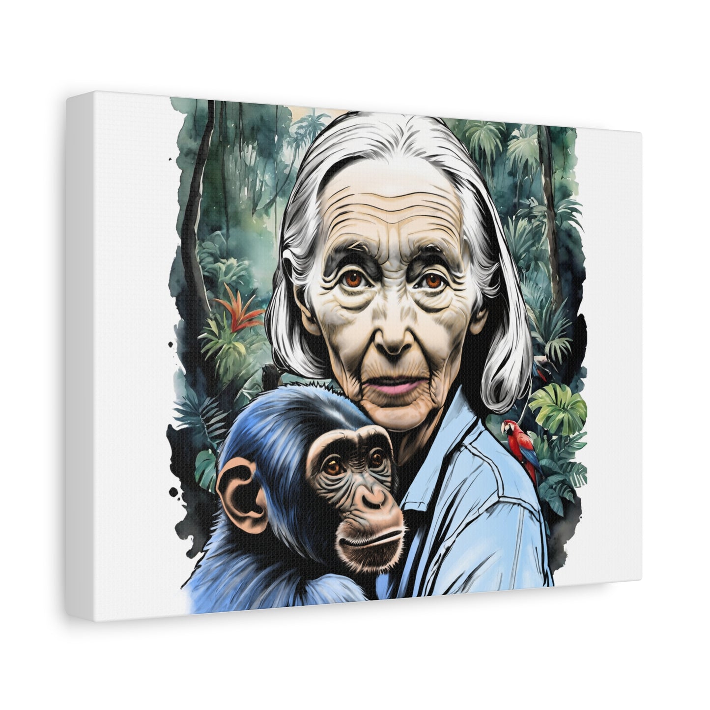 Canvas Wall Art featuring Jane Goodall and Chimpanzee, Nature Decor, Inspirational Gift for Animal Lovers, Eco-Friendly Home Decor, [...]