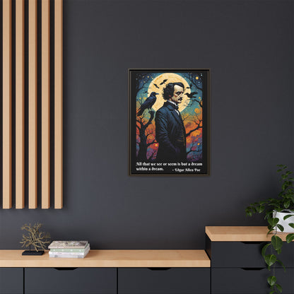 Edgar Allan Poe Portrait Matte Canvas | Framed Literary Wall Art