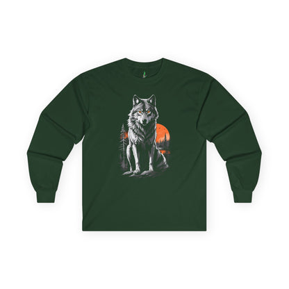 Wolf Moon Long Sleeve Tee - North American Gray Wolf Hoodie, Endangered Species Awareness Shirt, Wildlife Lover Gift, Nature Graphic Tee,