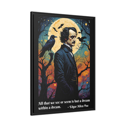Edgar Allan Poe Portrait Matte Canvas | Framed Literary Wall Art