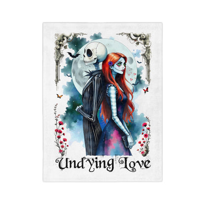 Undying Love Velveteen Microfiber Blanket, Cozy Home Decor, Gothic Gift, Halloween Throw, Couples Blanket, Soft Halloween Decor