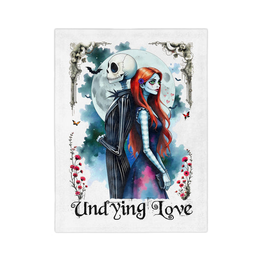 Undying Love Velveteen Microfiber Blanket, Cozy Home Decor, Gothic Gift, Halloween Throw, Couples Blanket, Soft Halloween Decor