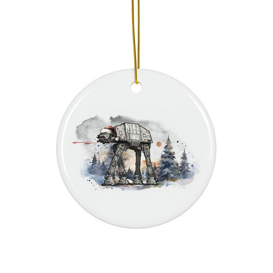 Star Wars inspired Christmas Ceramic Ornaments - Darth Santa AT-AT Walker Design - (1pc. 3pc. 5pc. 10pc.)