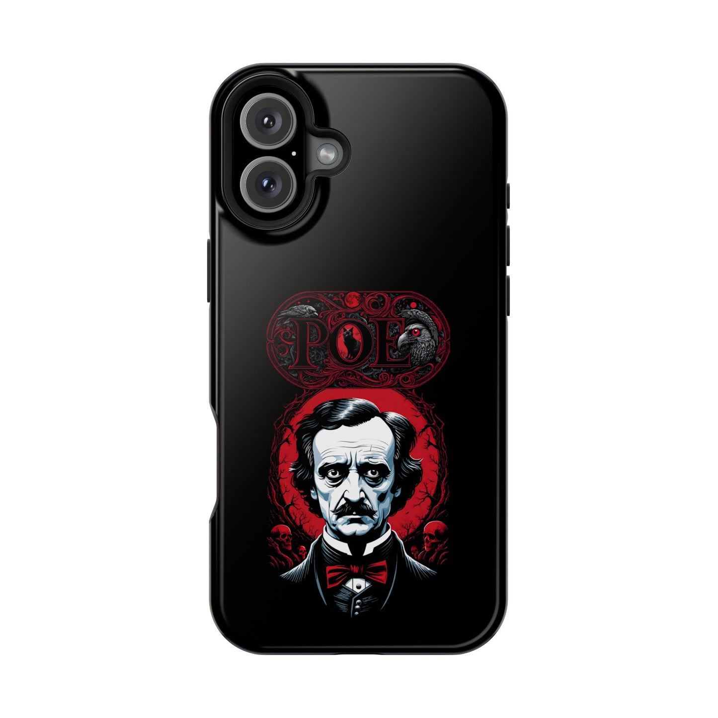 Gothic Edgar Allen Poe Impact-Resistant Cell Phone Case, Skulls Ravens Black Cat, Macabre Poe Fan Gift, Gothic Phone Cover, Creepy Gothic