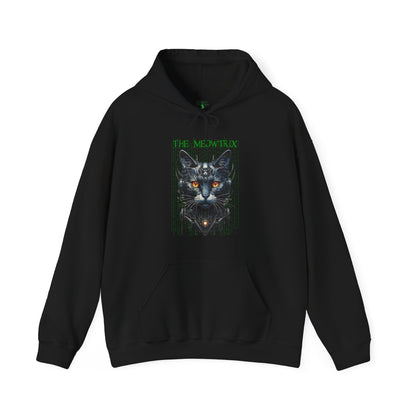 Matrix Cat Parody Hoodie, Meowtrix Design for Cat Lovers, Movie Fans, Funny Hooded Sweatshirt, Gift for Neo Fans, Casual Outfits