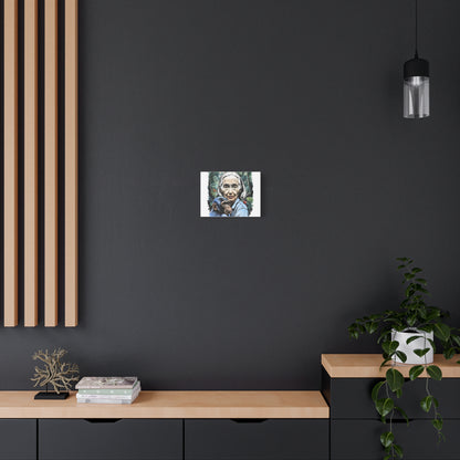 Canvas Wall Art featuring Jane Goodall and Chimpanzee, Nature Decor, Inspirational Gift for Animal Lovers, Eco-Friendly Home Decor, [...]