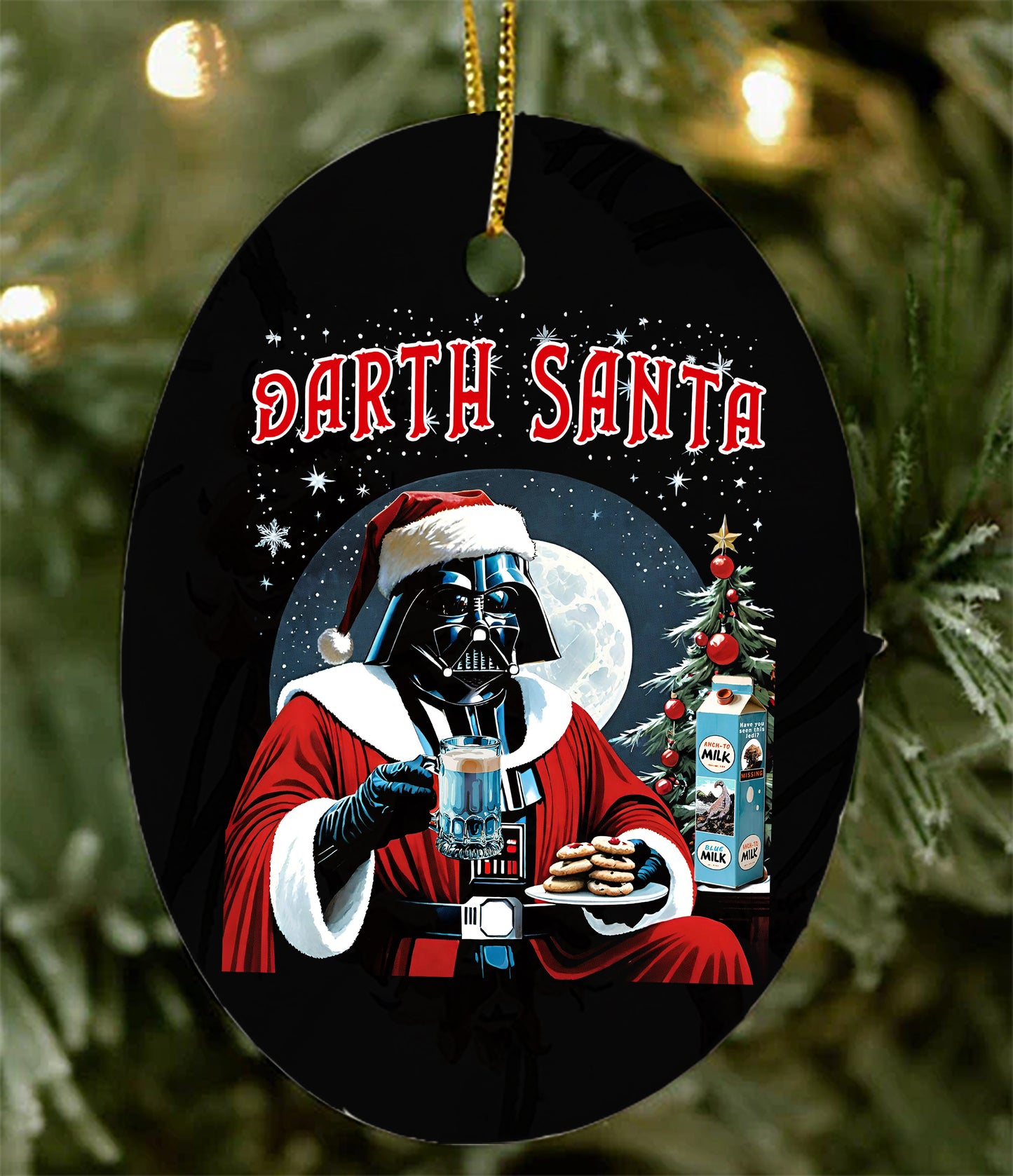 Ceramic Ornament, Star Wars Christmas Decor, Darth Santa Blue Milk Gift for SW Fans, Dank Farrik Ornament, Holiday Decorations, Funny